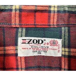 VTG‎ 70s 80s Izod Flannel Button Shirt Mens S Red Green Plaid Pocket Lumberjack